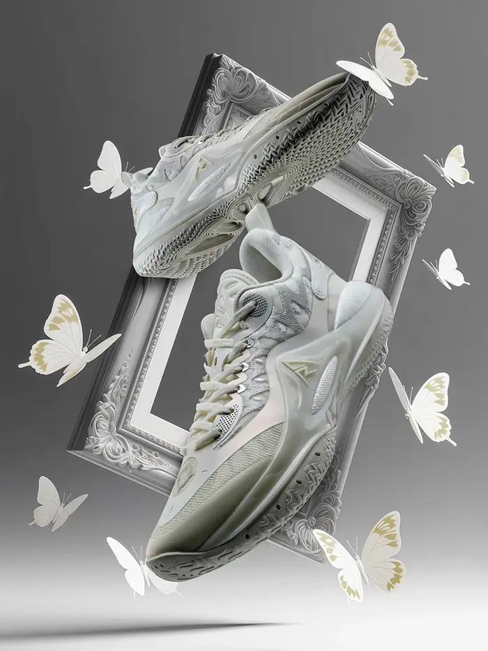 Chaussures de basket-ball RIGORER Austin Reaves AR2 'Ghost' – Baskets antidérapantes à rebond élevé avec électro-bordures blanches et argentées