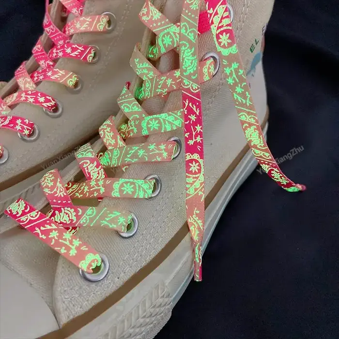 Lacets de Chaussures Fluorescents de Qualité, pour Baskets Plates, Brille Nocturne, Cordes, 120/140/