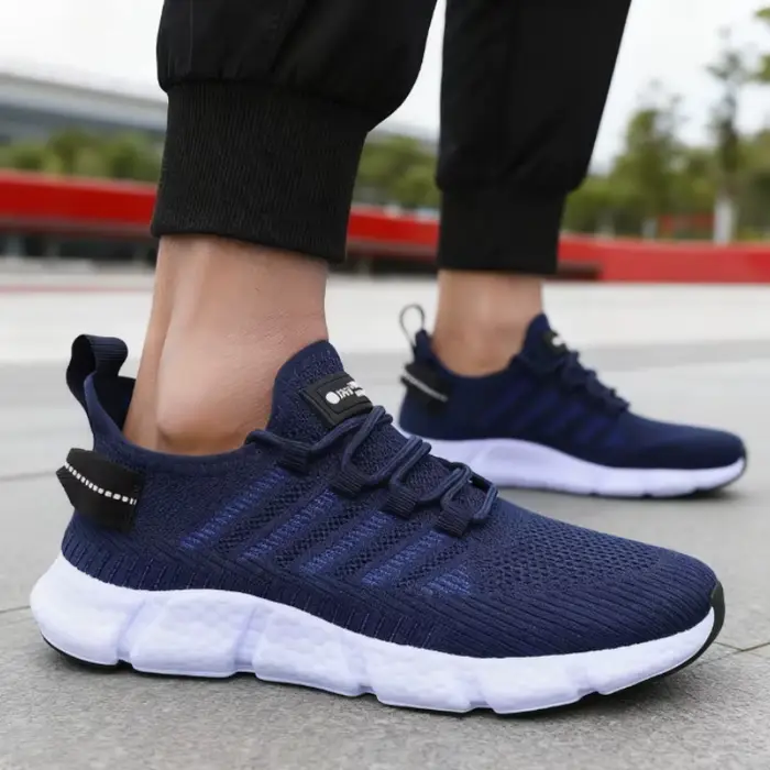Chaussures de course pour hommes léger à semelles souples maille respirant à lacets