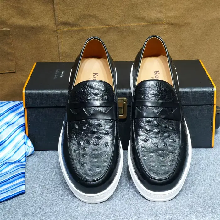 Chaussures décontractées en cuir véritable pour hommes