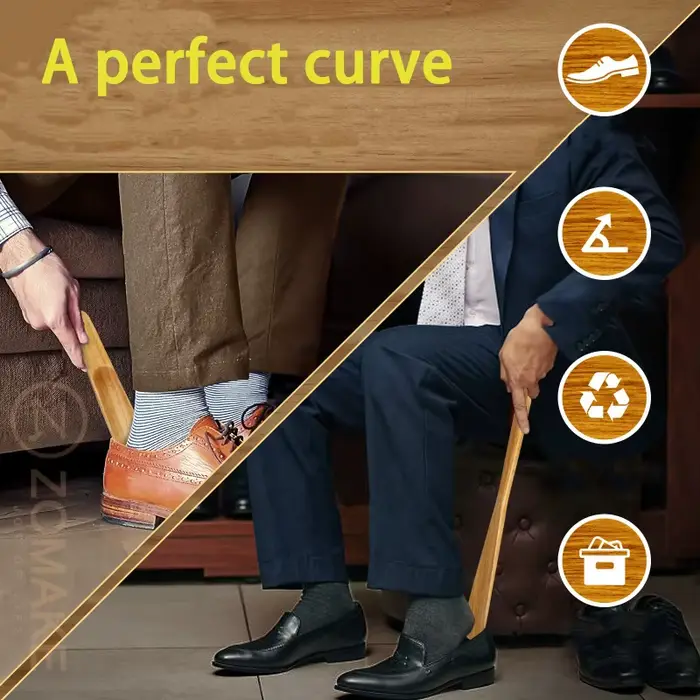 Chausse-pied professionnel en bois, 2 pièces, cuillère à chaussures, manche en bois, longue poignée, lève-chaussures utile, accessoires de chaussures