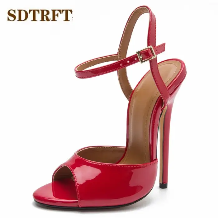 SDTRFT Stiletto dames fête COS sandales bride à la cheville chaussures femme 15 cm mince talons haut