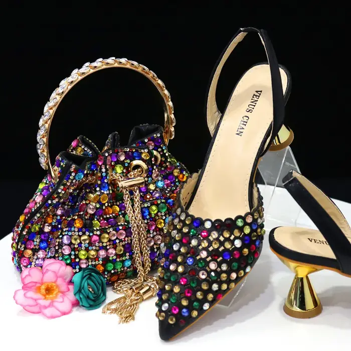 Venus Chan-Chaussures de Mariage à Talons Hauts et Pointus INS, Ensemble de Chaussures et Sacs Color