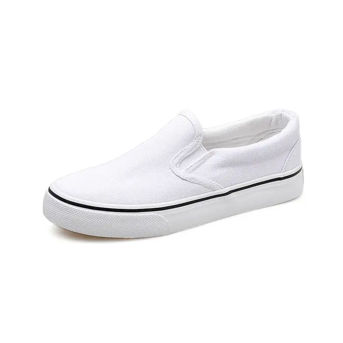 Mocassins en toile à enfiler pour hommes et femmes, chaussures blanches décontractées unisexes, chau