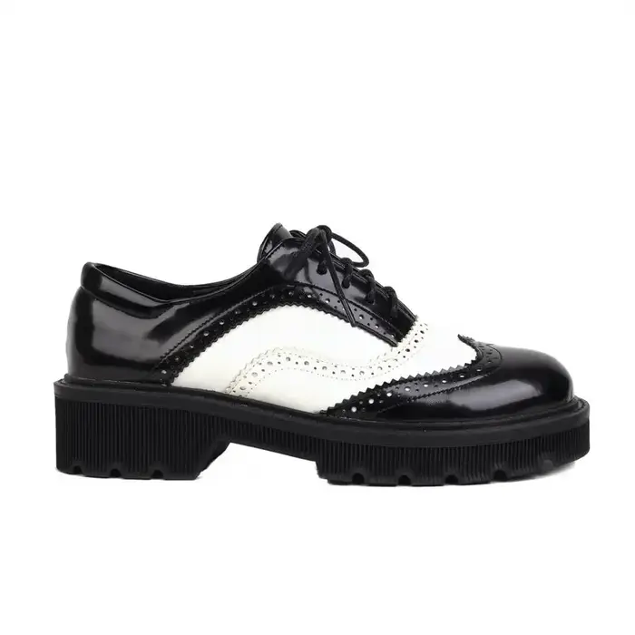 Chaussures plates Vintage rétro pour femmes, chaussures plates de couleur contrastée, noires et blan