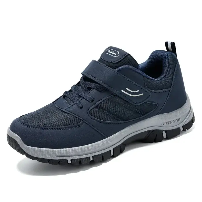 Chaussures de marche synthétiques à bande magique pour femmes, chaussures de sport à bout rond, plat
