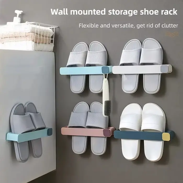 Support mural adhésif sans perçage pour chaussures et pantoufles de salle de bain