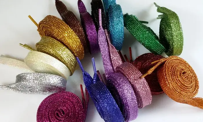 16 couleurs 110 cm paillettes brillantes or et argent lacets lumineux colorés Sneaker chaussures de Sport