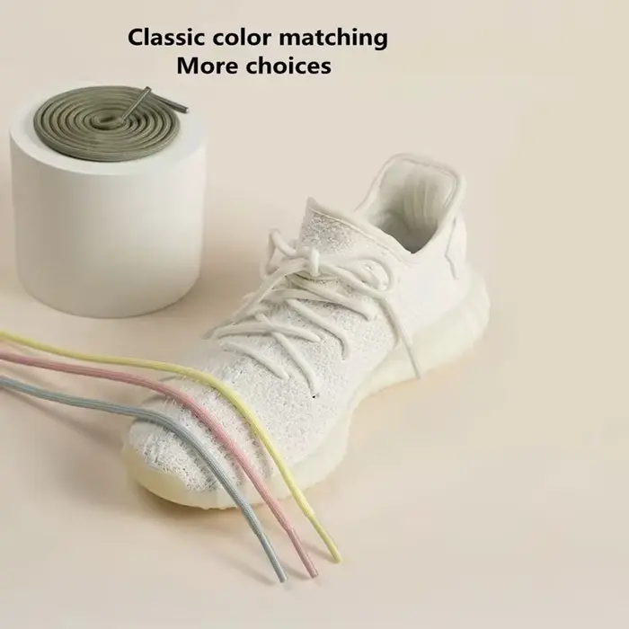 Yezy-Lacets Ronds en Polyester Blanc Cassé pour Chaussures de dehors