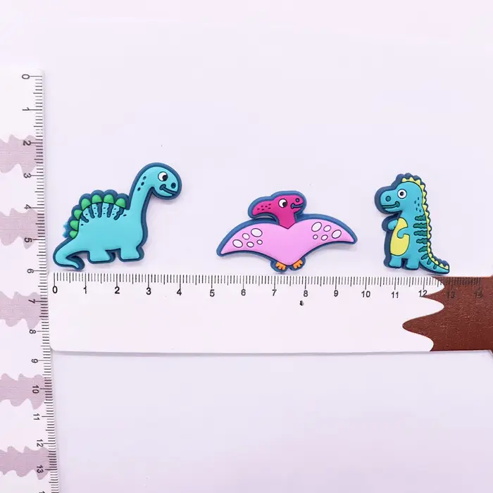 Breloques de chaussure de dinosaure de dessin animé, décorations de construction de chaussures migno