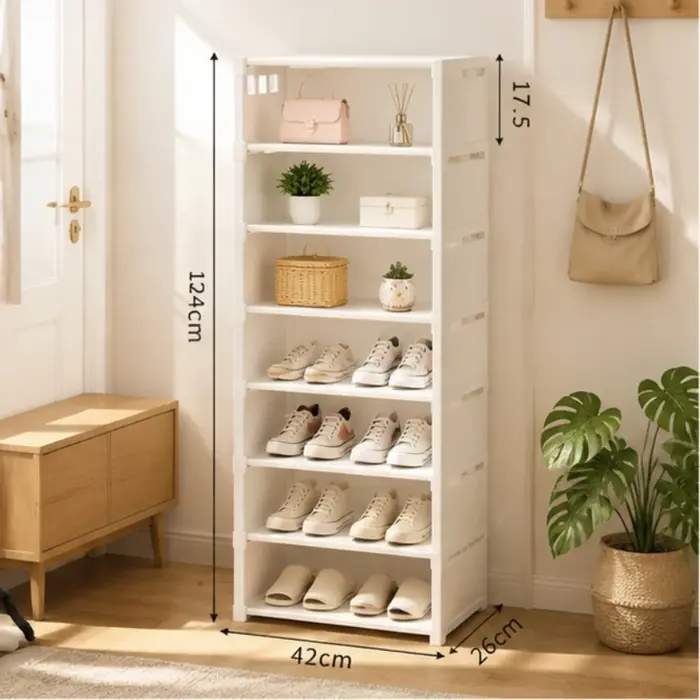 Étagère à chaussures blanche à 8 niveaux