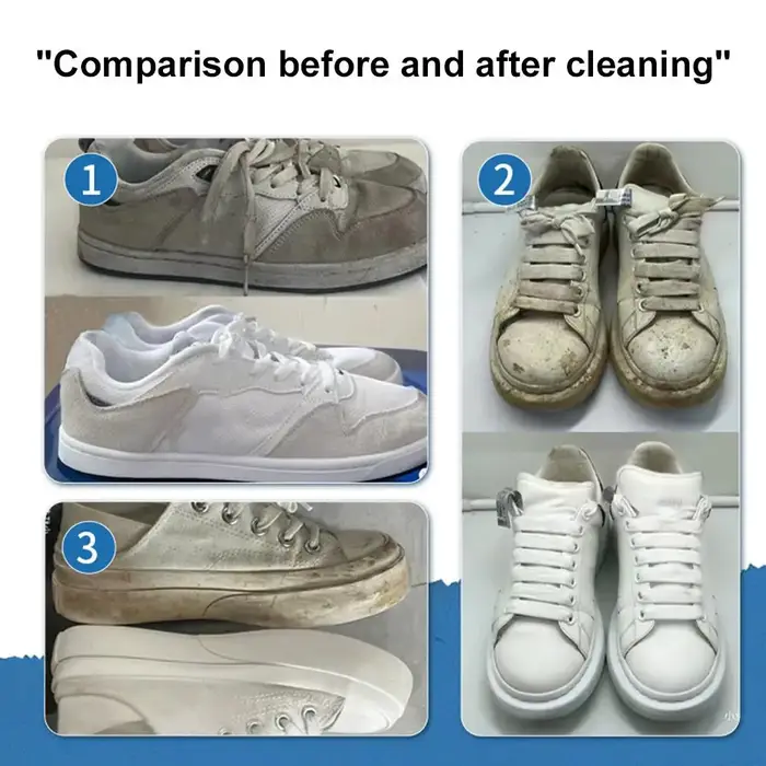 Crème Nettoyante Blanche Polyvalente pour Chaussures – Pâte Solide avec Éponge – Détachant Sans Rinçage pour Baskets