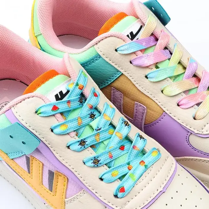 Lacets Lumineux Imprimés en Tissu de Qualité pour Baskets, Chaussures Plates, à la Mode, pour Bol, L