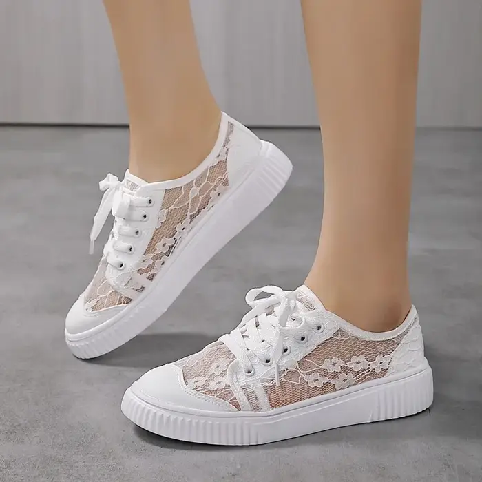 Chaussures de sport décontractées en dentelle pour femme, nouvelle collection été, semelle souple an