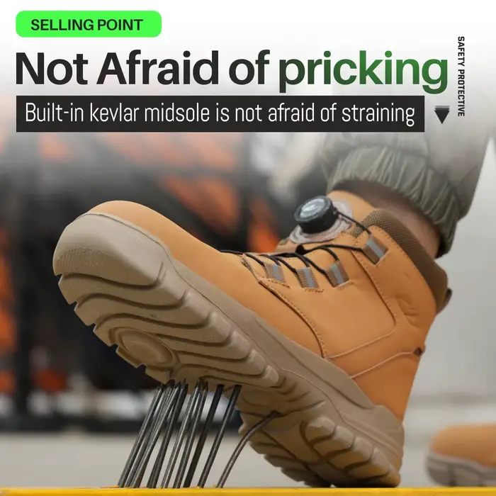 Chaussures de travail à bouton rotatif pour hommes