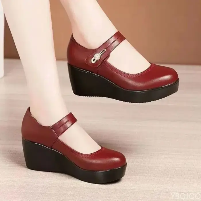 Nouvelles chaussures décontractées à bout rond pour femmes, confortables à semelle épaisse, polyvalentes, à talons hauts et compensés, escarpins pour femmes, Zapatos Mujer