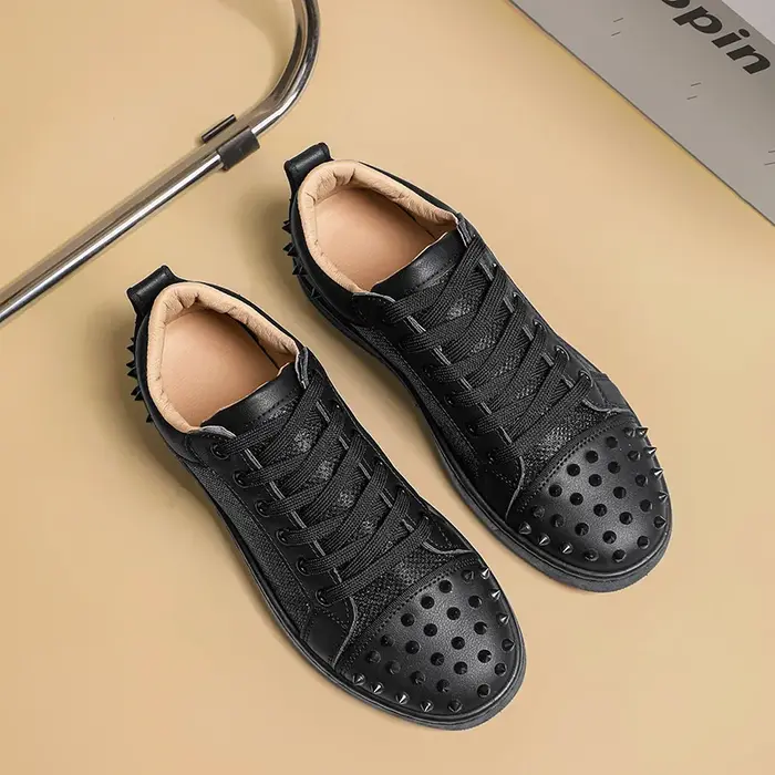 Mode nouveaux hommes Rivet Rock Punk mixte Patchwork cuir plate-forme chaussures mâle sport marche baskets