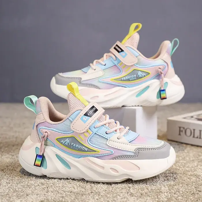 Nouveaux enfants filles baskets respirant maille chaussures de course léger semelle souple