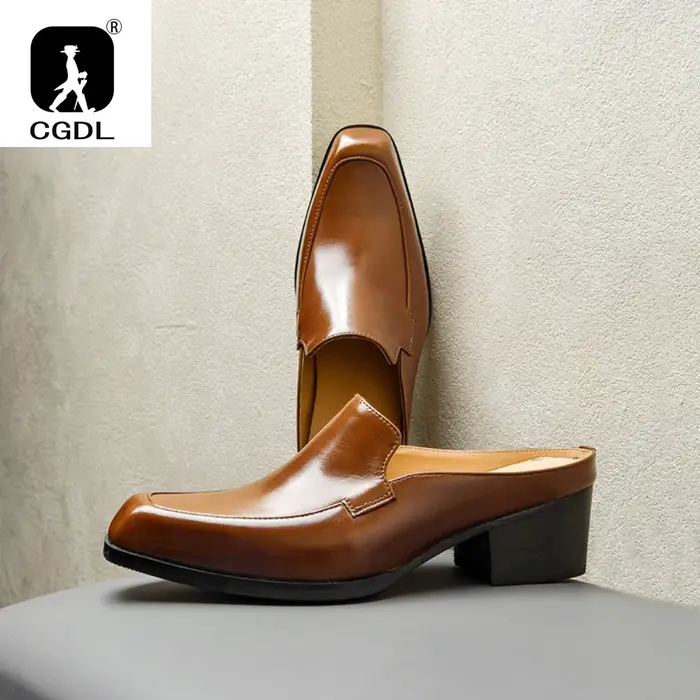 Mules en cuir véritable pour hommes demi-chaussures homme marque de luxe concepteur