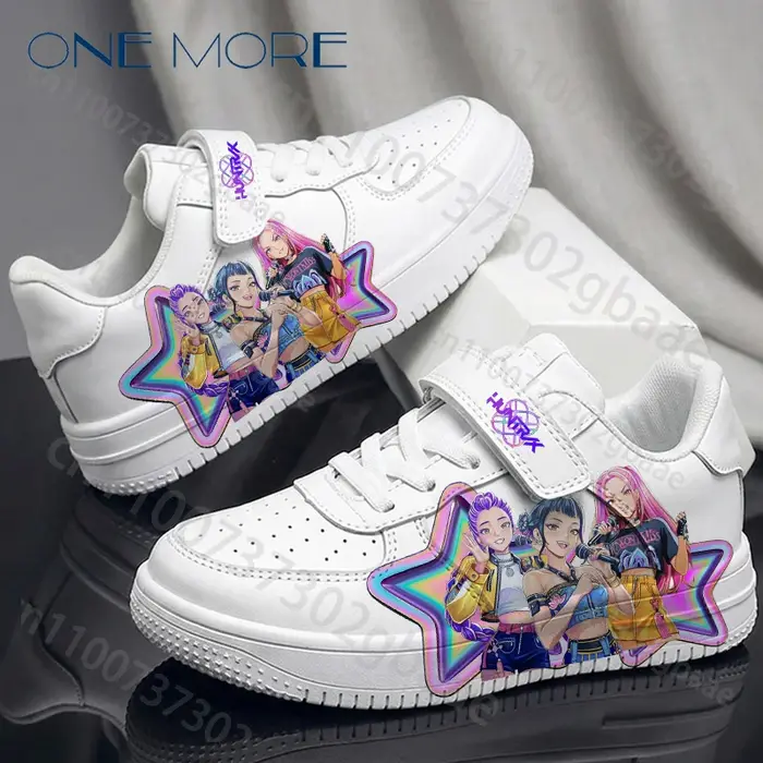 Chaussures blanches pour enfants, cadeau pour la fête des enfants, motif Kpop Girl Group imprimé, ba