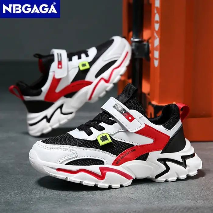 Chaussures de sport en cuir pour enfants, baskets respirantes pour enfants, chaussures de marche décontractées, chaussures de course en plein air pour garçons, maille confortable, mode