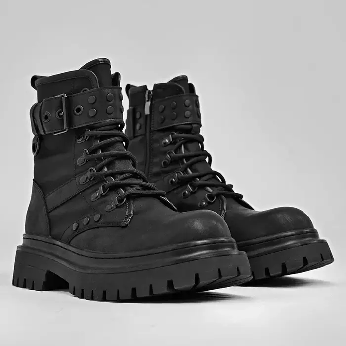 Bottes pour hommes 2025 automne rétro style britannique noir vêtements de travail