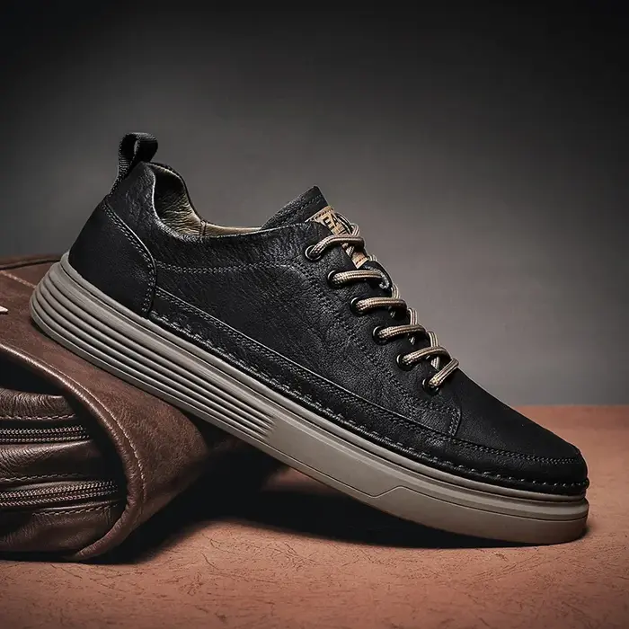 Automne noir baskets hommes mode à lacets plat chaussures de Sport décontractées tout-match en plein
