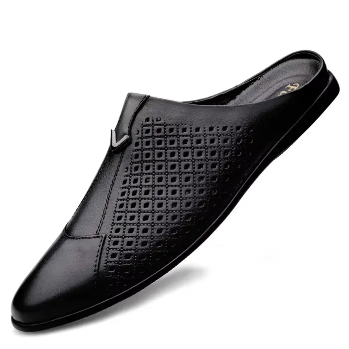 Mocassins d'été en cuir pour hommes, chaussures de conduite, mules, tennis, blanc, 2024