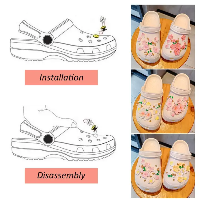 Breloque de chaussure romantique en fleur de cerisier