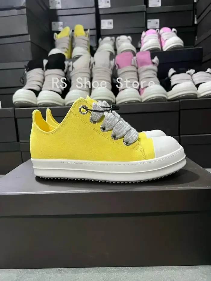 Ro hommes chaussure blanc jaune daim bas baskets décontractées en cuir Jumbo lacets femmes baskets v