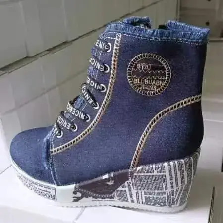 Femmes nouveau Denim baskets à semelles compensées plate-forme printemps automne décontracté chaussu