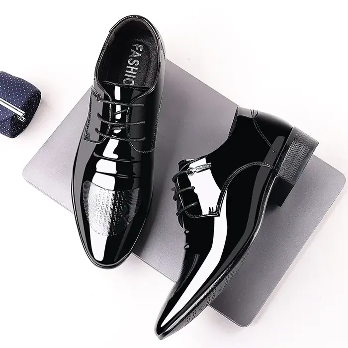 Chaussures Oxford de Luxe en Cuir Verni Respirant pour Homme