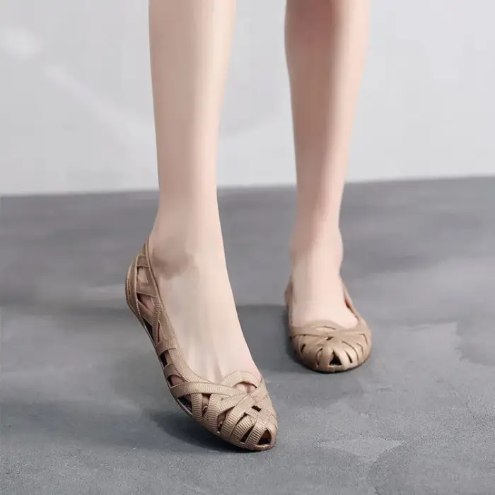Chaussures plates d'été pour femmes, confortables, respirantes, décontractées, peu profondes, antidérapantes, creuses, vulcanisées, à la mode, durables