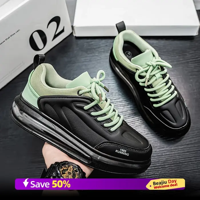 Coussin d'air hommes chaussures de course de sport décontracté respirant léger femmes confortable athlétique antidérapant marche baskets ﻿