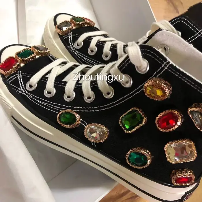 Baskets en toile pour femmes, chaussures de loisirs, montantes, grande taille, diamants colorés, fai