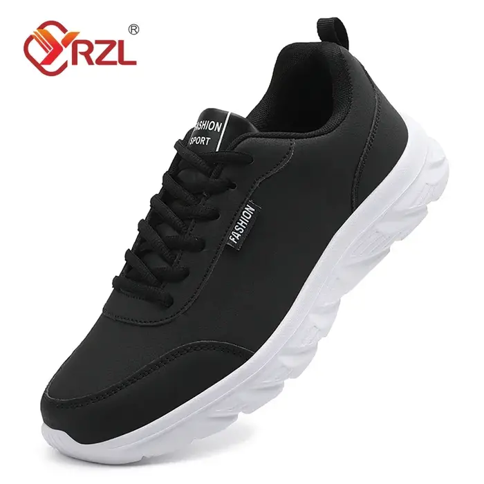 YRZL chaussures de course pour hommes en cuir artificiel imperméable léger antidérapant confortable baskets de Sport