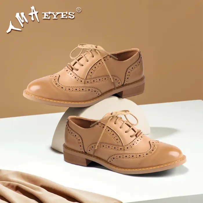Chaussures en cuir Brogue à lacets pour femmes