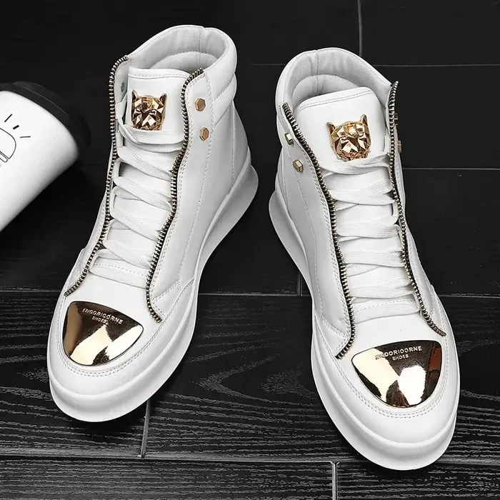 Chaussures montantes décontractées à plateforme léopard, chaussures d'entraînement de Sport, bottines pour hommes, baskets de Skateboard à la mode 2025