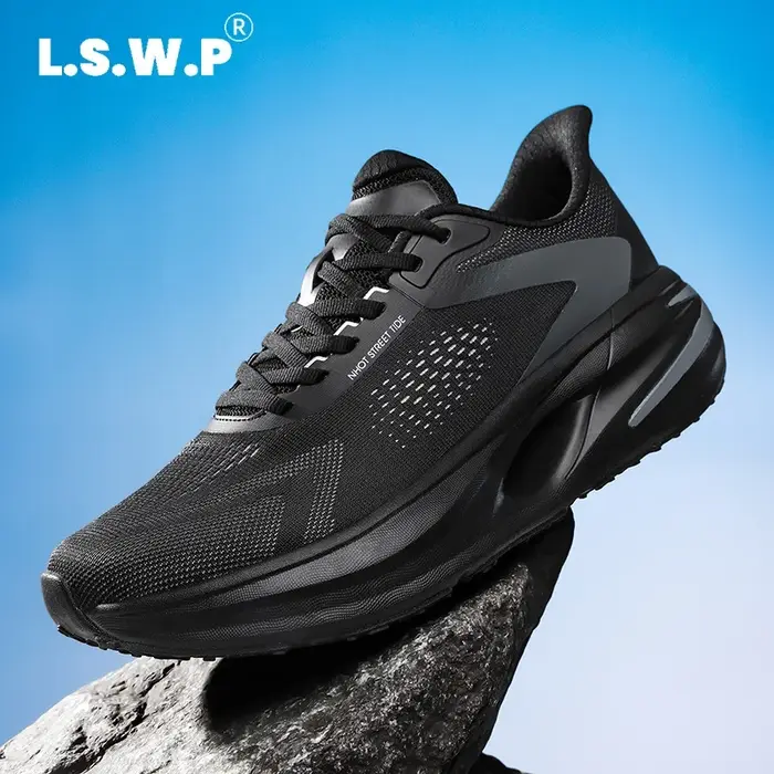 Chaussures de course sur route pour hommes - Respirantes, confortables, chaussures de course pour hommes, chaussures stables toutes saisons, chaussures de sport automne-hiver, tige en tissu à profil b