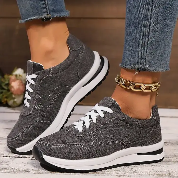 Baskets femme bleu Denim chaussures décontractées en plein air à lacets