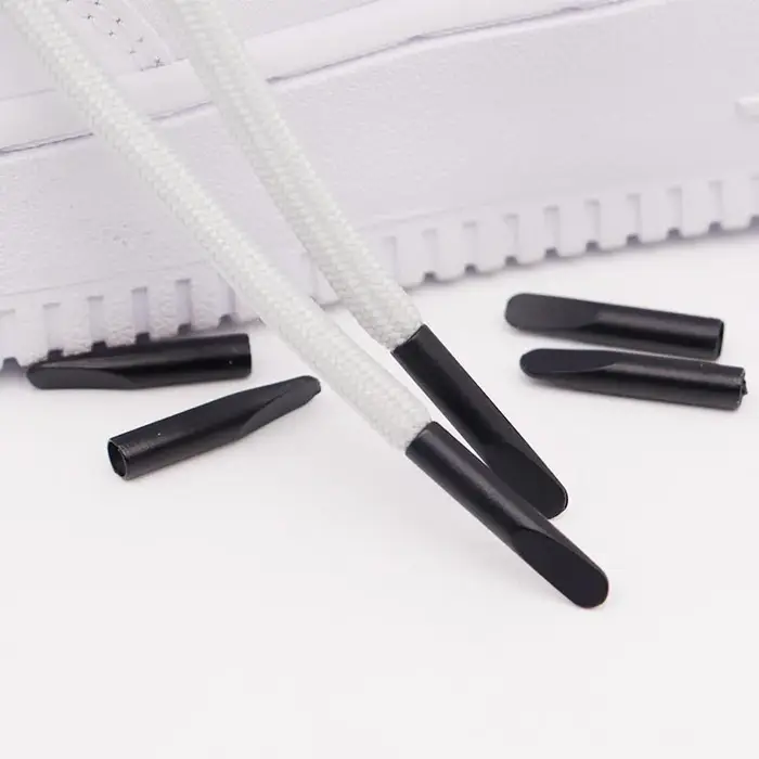 Weiou – accessoires de lacet, tête plate cylindrique 24x4.3mm, Aglets en plastique noir, pointes de