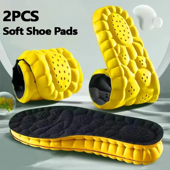 Semelle intérieure de sport 4D épaissie, absorption des chocs, absorption de la transpiration, anti-odeur, respirante, élastique, super douce, soutien orthopédique
