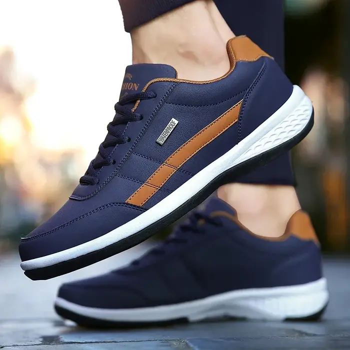 Cuir hommes chaussures baskets tendance