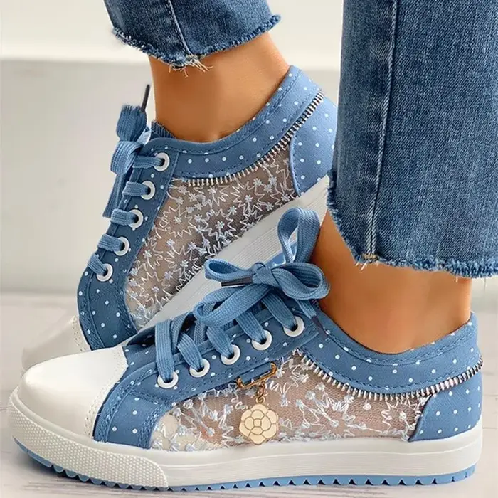 Étudiant filles été maille baskets femmes doux bleu chaussures élégant femme vulcan baskets marche d