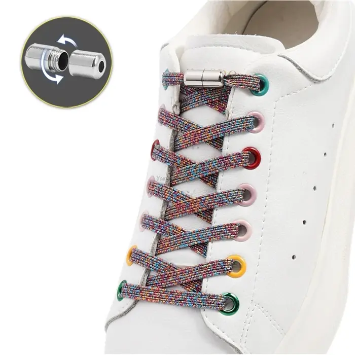 Lacets élastiques colorés sans nœuds, lacets plats rapides pour chaussures de sport pour enfants et 
