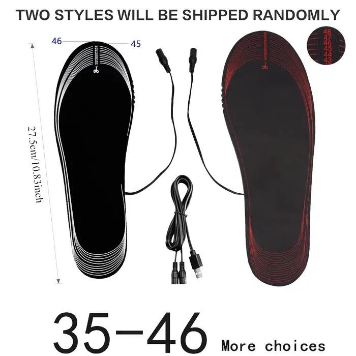 Semelles intérieures de chaussures chauffantes USB pieds chaussettes chaudes tapis