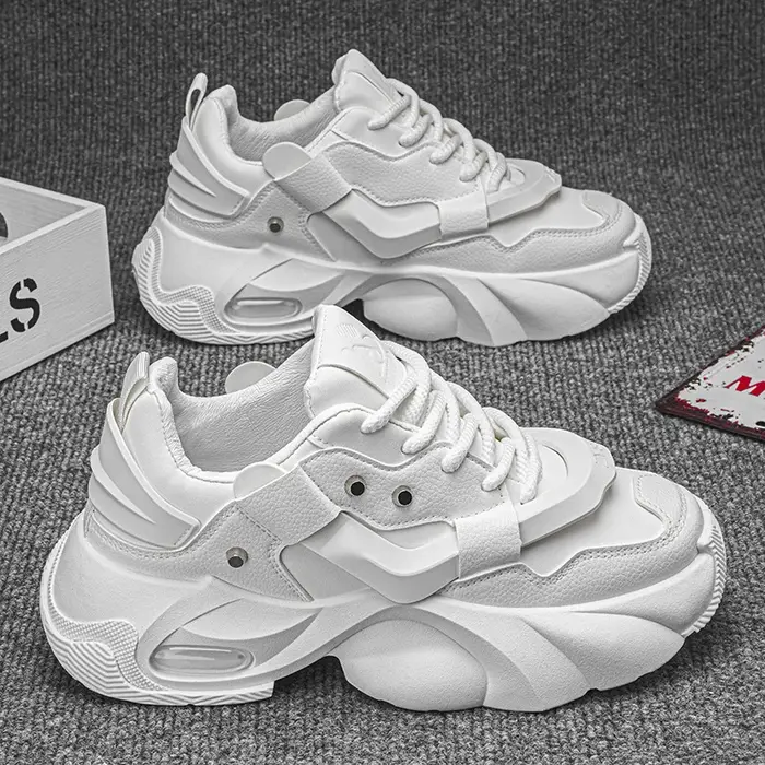 Chaussures Homme – Baskets Montantes en Cuir de Haute Qualité, Style Plateforme, Tendance Sportive,