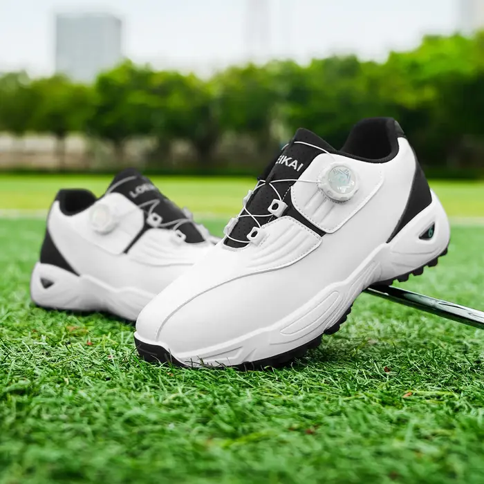 Chaussures de golf pour hommes : baskets athlétiques antidérapantes de haute qualité équipées d'un bouton rotatif pour un confort ultime !