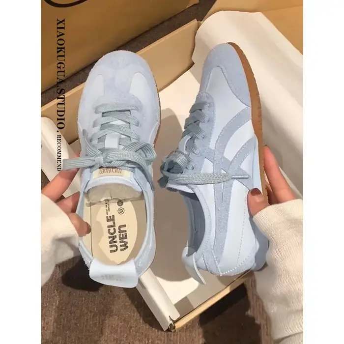 Chaussures de sport décontractées légères en cuir véritable rétro pour femmes