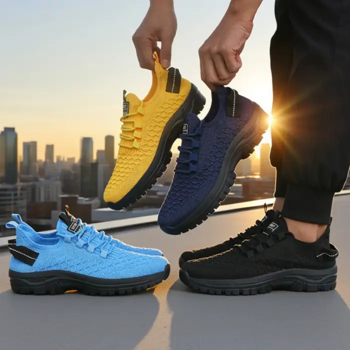 Tendance 2025 hommes maille chaussures de course léger respirant sport baskets mode